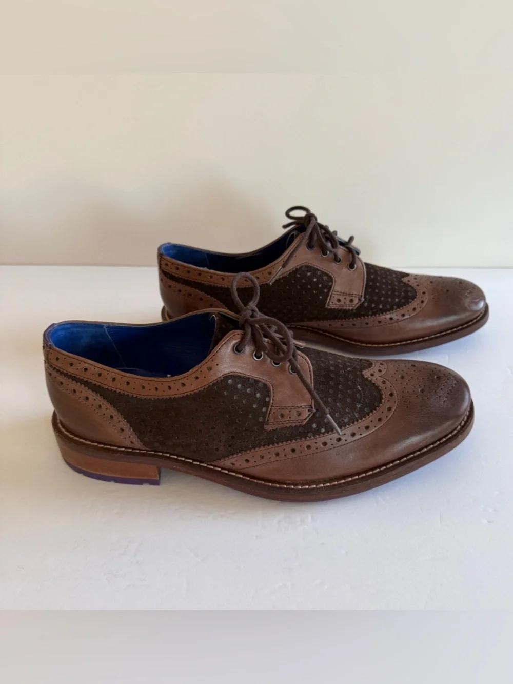 Ted Baker CASSIUSS3 Brown Leather Suede Wingtip Brogue Oxford Shoes Men's US 9